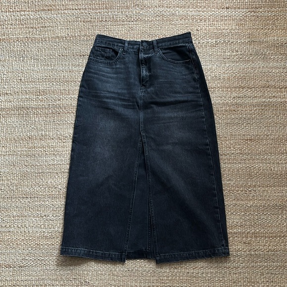 NWOT La Ligne Kate Skirt, high waist black denim, size 29 - Picture 3 of 6